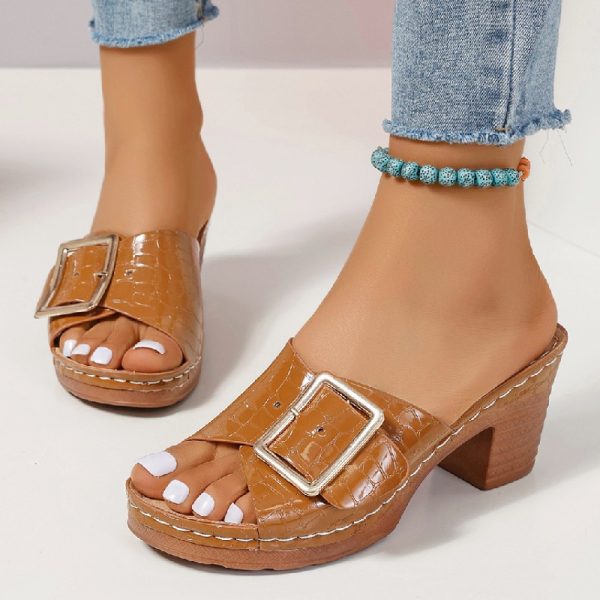 Sandal i emittert krokodilleskinn for dame. - Bilde 2