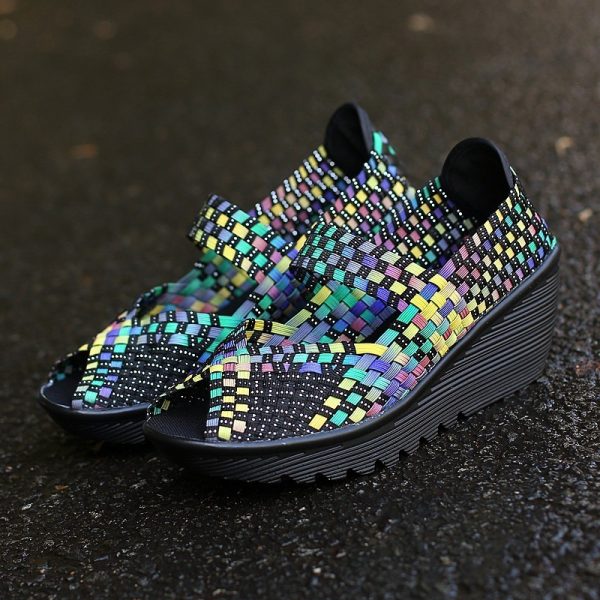 håndflettede slip-on damesko med hæl - Bilde 2