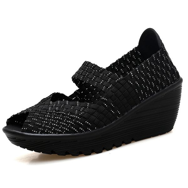 håndflettede slip-on damesko med hæl - Bilde 5