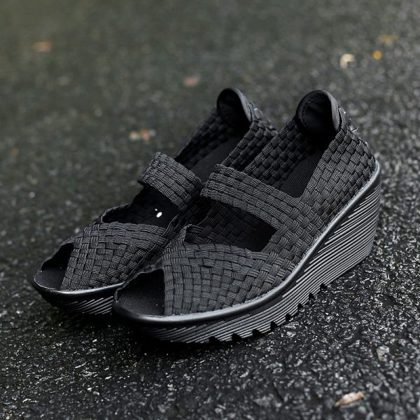 håndflettede slip-on damesko med hæl - Bilde 6