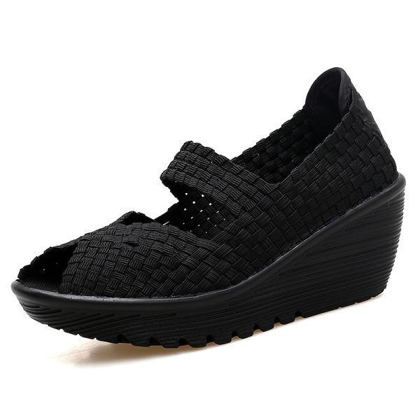 håndflettede slip-on damesko med hæl - Bilde 4
