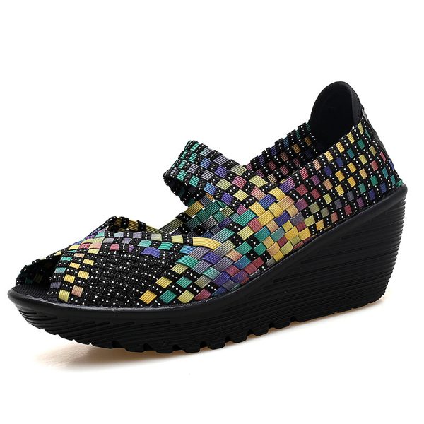 håndflettede slip-on damesko med hæl - Bilde 8