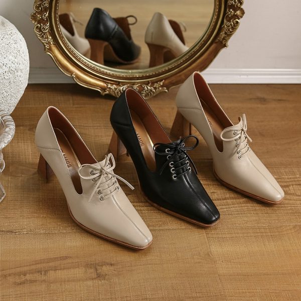 Elegant pumps med hæl i okseskinn - Bilde 5