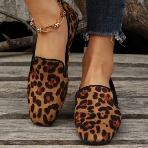 Stilige og lett pumps med leopardtrykk for kvinner