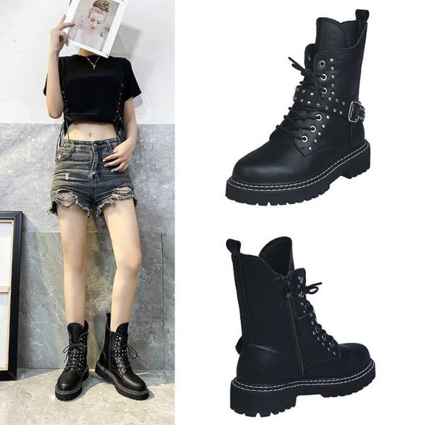 Martin boots med rem og snøring - Bilde 4